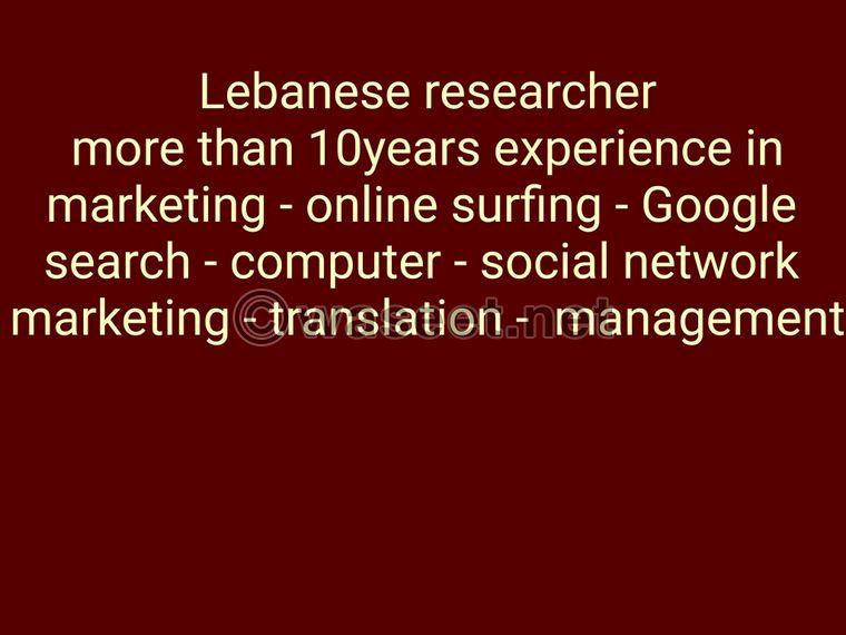 Lebanese online researcher seeking job 0