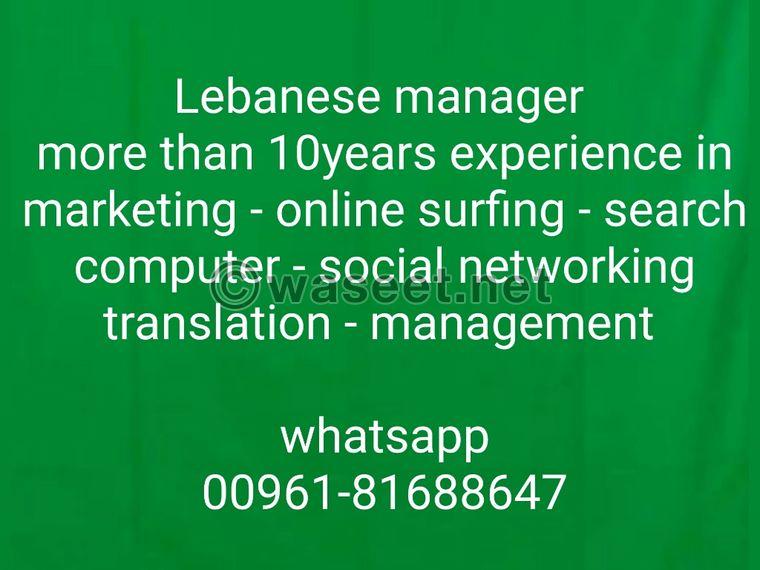 Lebanese manager seeking job 0
