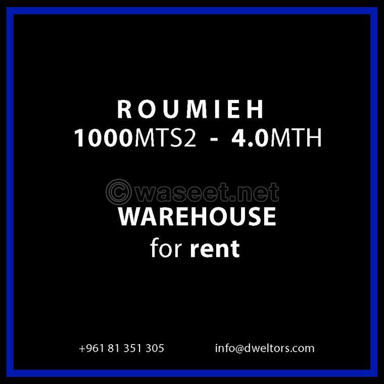 Warehouse for rent in ROUMIEH 1000 MT2 0