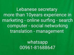 Secretary in Lebanon and Beirut seeking job